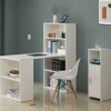 Basicwise Computer Writing Workstation Table with Combo Bookshelf Bookcase, White Large QI004018.WT.L